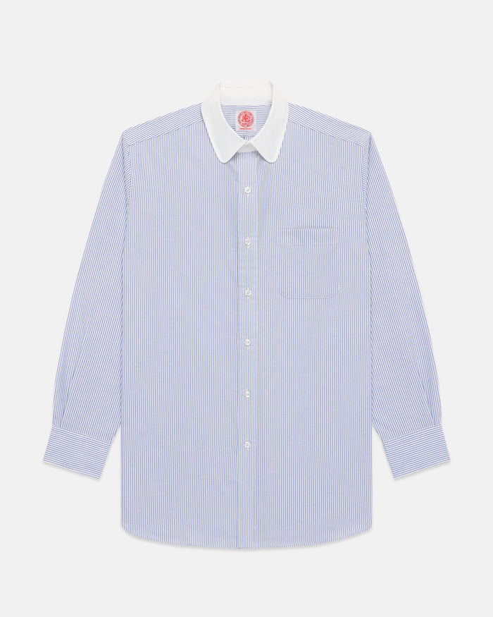 Made-in-USA Blue University Stripe Oxford Club Collar Dress Shirt - Classic Fit