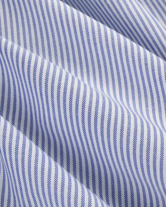 Made-in-USA Blue University Stripe Oxford Club Collar Dress Shirt - Classic Fit