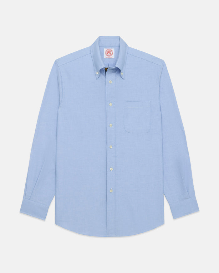 Made-in-USA Blue with Guard Stripe Placket Oxford Cloth Sport Shirt - Regular Fit