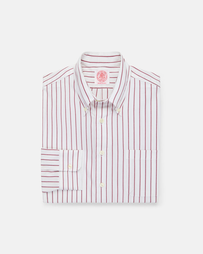 Made-in-USA Burgundy Stripe Button Down Shirt