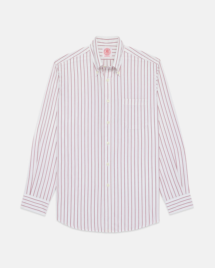 Made-in-USA Burgundy Stripe Button Down Shirt