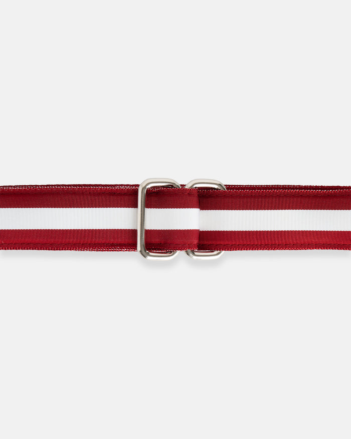Made-in-USA Burgundy & White Striped Grosgrain Ribbon Belt