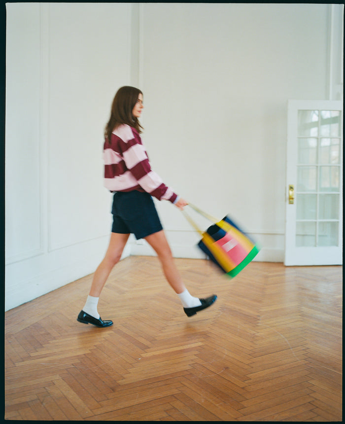 Made-in-USA Color Block Canvas Tote Bag