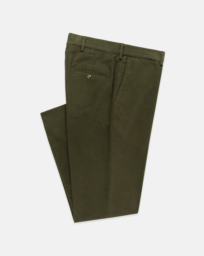 Made-in-USA Dark Olive English Moleskin Pant