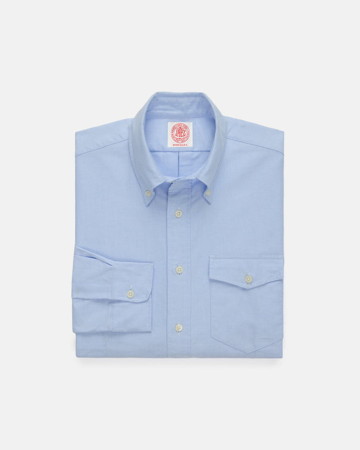 Made-in-USA Flap Pocket Blue Oxford Cloth Button Down Shirt - Classic Fit