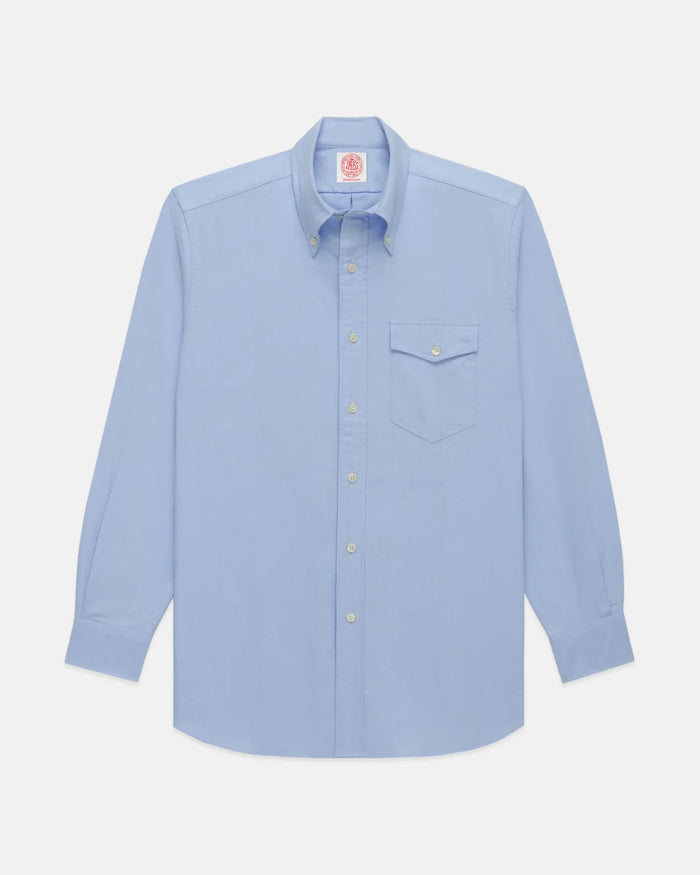 Made-in-USA Flap Pocket Blue Oxford Cloth Button Down Shirt - Regular Fit