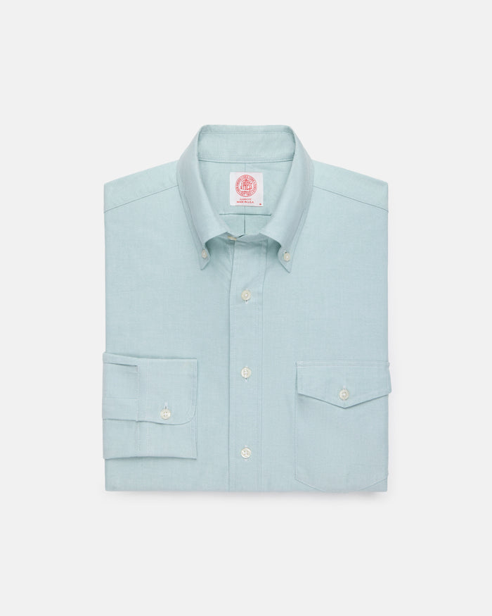 Made-in-USA Flap Pocket Green Oxford Cloth Button Down Sportshirt - Classic Fit