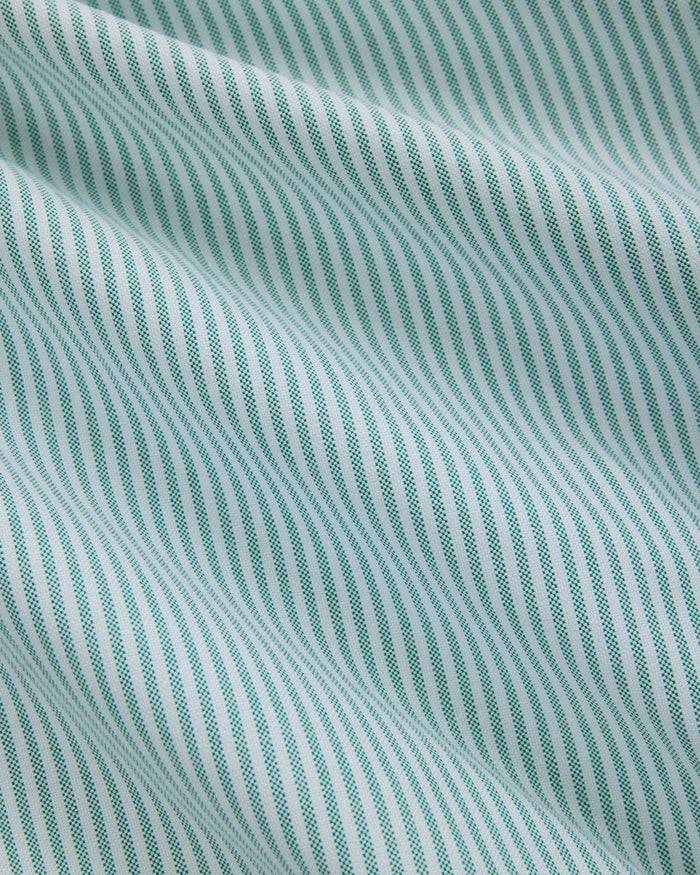 Made-in-USA Flap Pocket Green University Stripe Oxford Cloth Shirt - Classic Fit