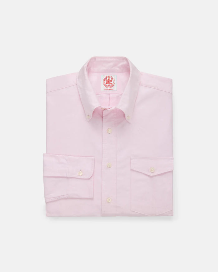 Made-in-USA Flap Pocket Pink Oxford Cloth Button Down Sport Shirt - Classic Fit
