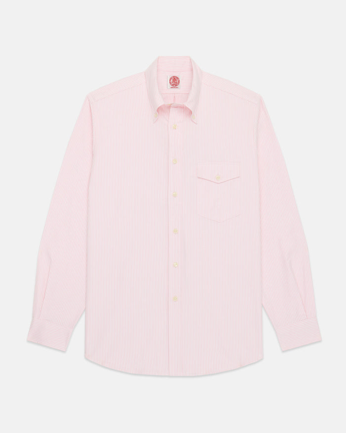 Made-in-USA Flap Pocket Pink University Stripe Oxford Cloth Shirt - Classic Fit