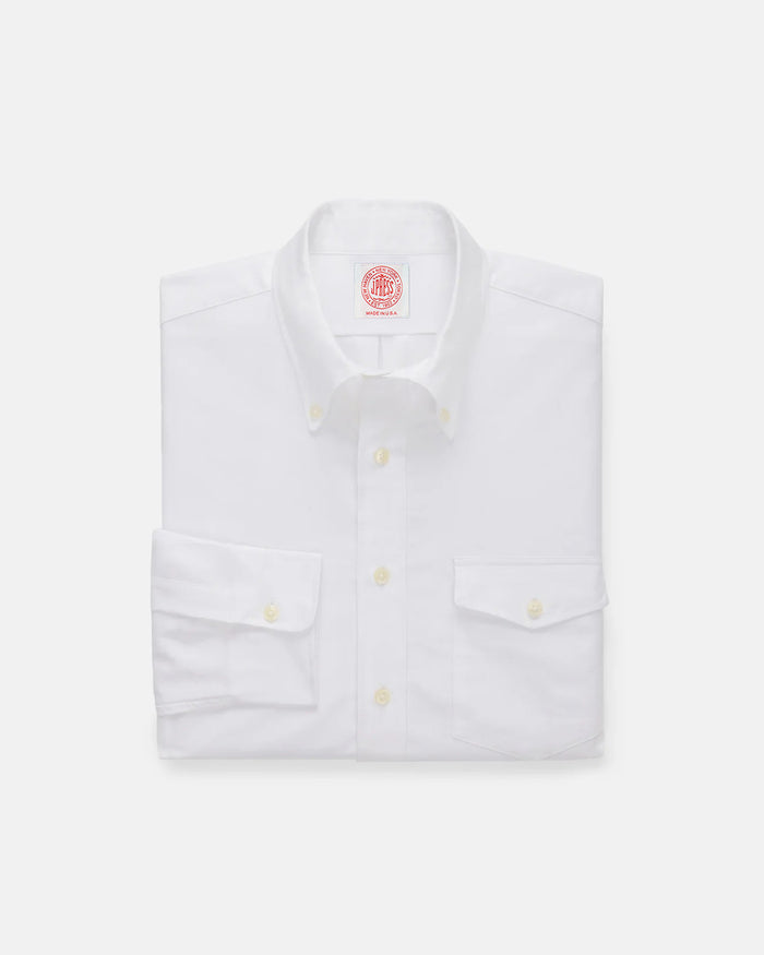 Made-in-USA Flap Pocket White Oxford Cloth Button Down Shirt - Classic Fit