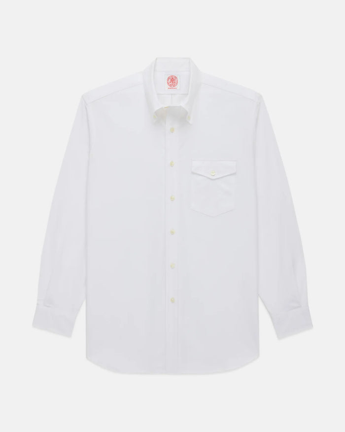Made-in-USA Flap Pocket White Oxford Cloth Button Down Shirt - Classic Fit