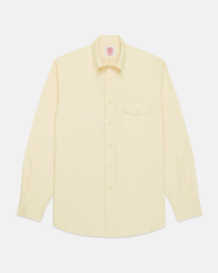 Made-in-USA Flap Pocket Yellow University Stripe Oxford Cloth Shirt - Classic Fit