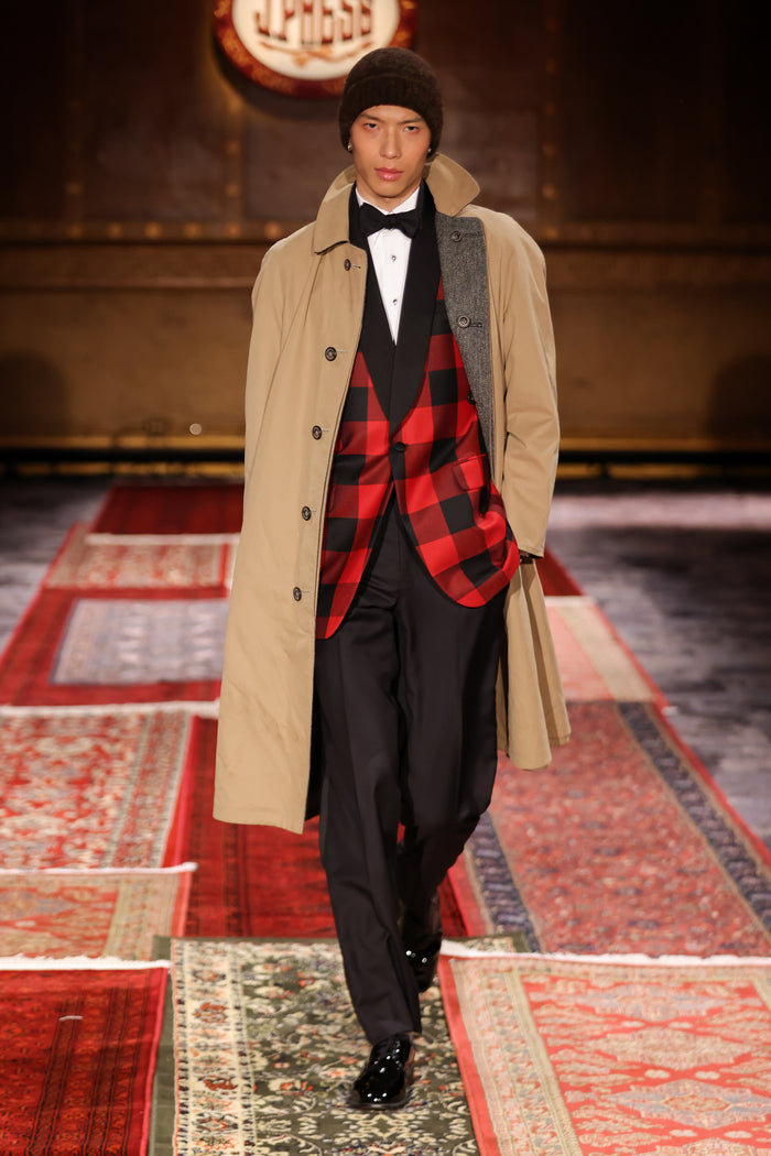 Made-in-USA Formal Worsted Wool Trousers With Grosgrain Braid