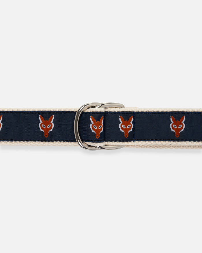 Made-in-USA Fox Head Motif D Ring Belt