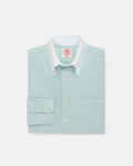 Made-in-USA Green Contrast Collar Oxford Cloth Sport Shirt - Regular Fit