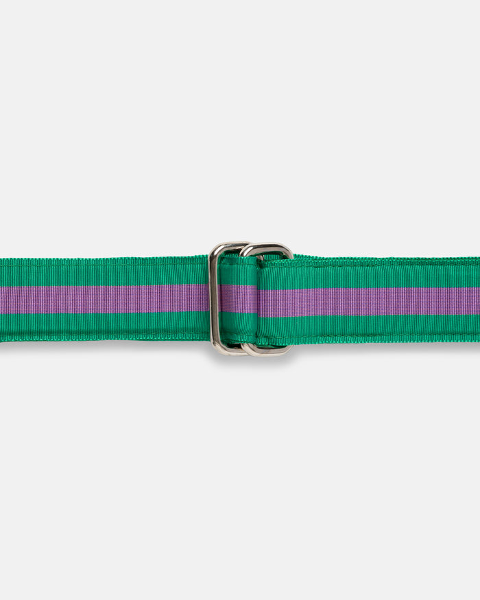 Made-in-USA Green & Purple Striped Grosgrain Ribbon Belt