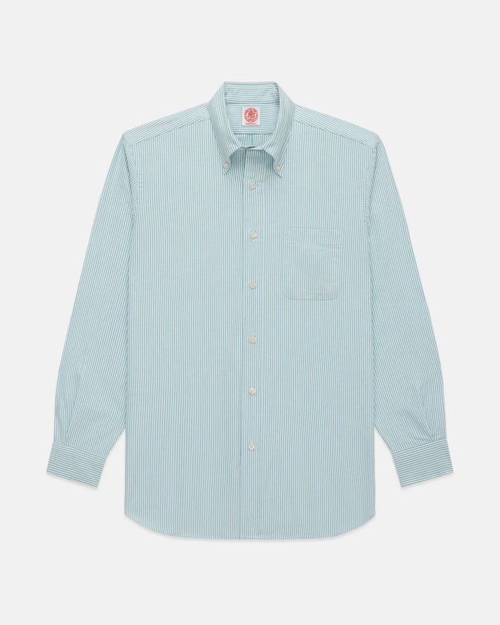 Made-in-USA Green University Stripe Oxford Cloth Shirt - Classic Fit