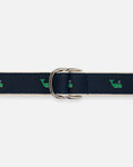 Made-in-USA Green Whales Motif D Ring Belt