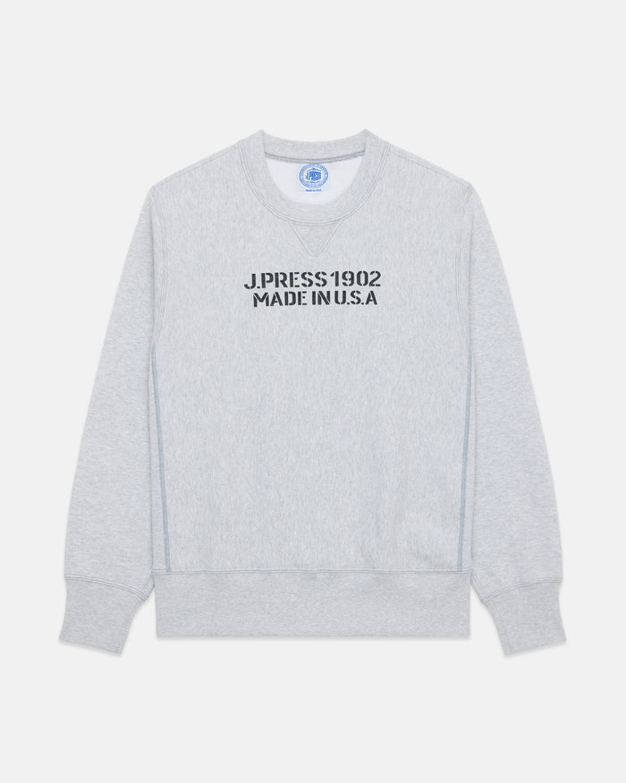 Made-in-USA Grey J. Press 1902 Stencil Sweatshirt