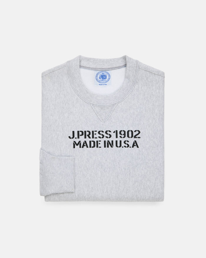 Made-in-USA Grey J. Press 1902 Stencil Sweatshirt