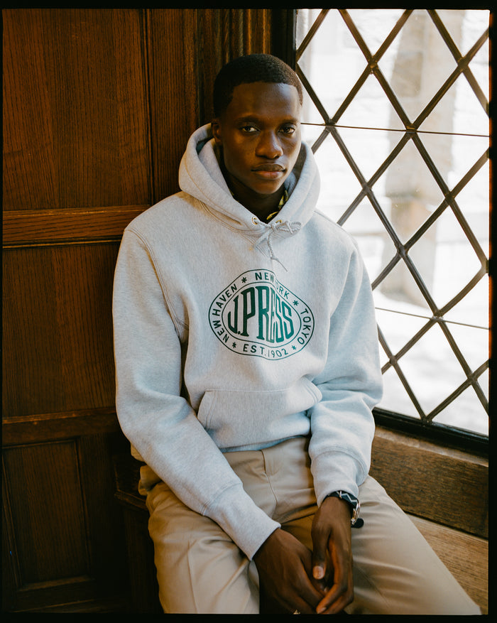Made in USA Grey J. Press Vintage Seal Logo Hoodie