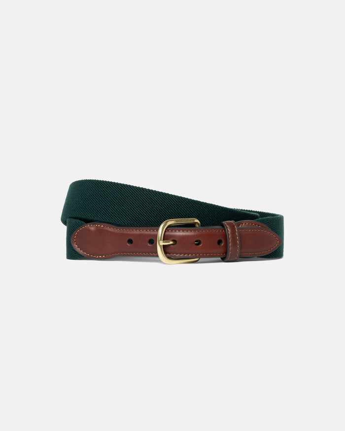 Made-in-USA Hunter Green Belgian Stretch Surcingle Belt