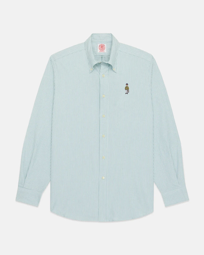Made-in-USA "Ivy Guy" Green University Stripe Oxford Cloth Shirt - Classic Fit
