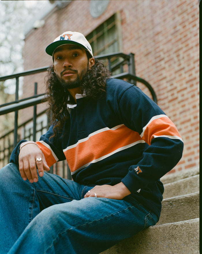 Made-in-USA J. Press x Only NY Navy & Orange Chest Stripe Rugby
