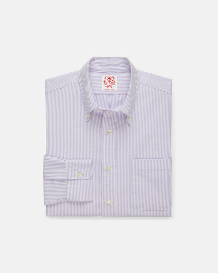 Made-in-USA Lavender University Stripe Oxford Cloth Shirt - Classic Fit