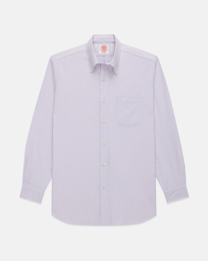 Made-in-USA Lavender University Stripe Oxford Cloth Shirt - Classic Fit