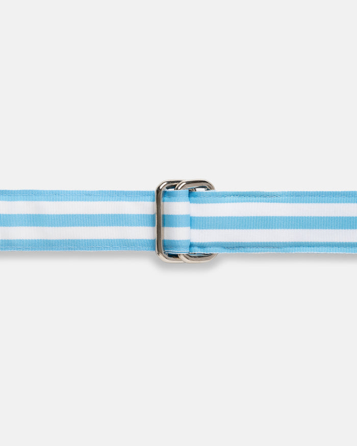 Made-in-USA Light Blue & White Stripe Grosgrain Ribbon Belt