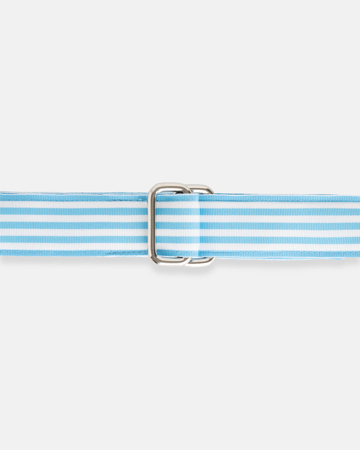 Made-in-USA Light Blue & White Striped Grosgrain Ribbon Belt