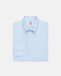 Made-in-USA Light Blue with Orange Stripe Oxford Cloth Sport Shirt - Classic Fit
