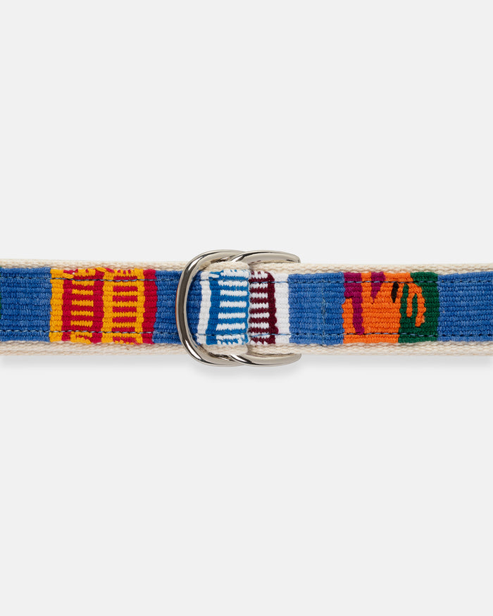 Made-in-USA Mayan Motif D Ring Belt