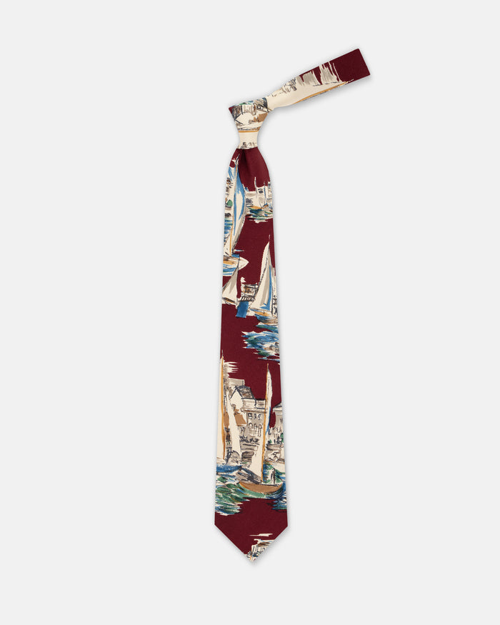 Made-in-USA Mister Mort Burgundy Sailing Tie