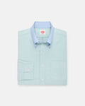 Made-in-USA Mister Mort Green with Blue Contrast Collar Oxford Sport Shirt