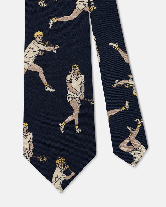 Made-in-USA Mister Mort Navy Tennis Tie