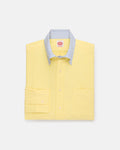 Made-in-USA Mister Mort Yellow with Blue Stripe Contrast Collar Oxford Sport Shirt