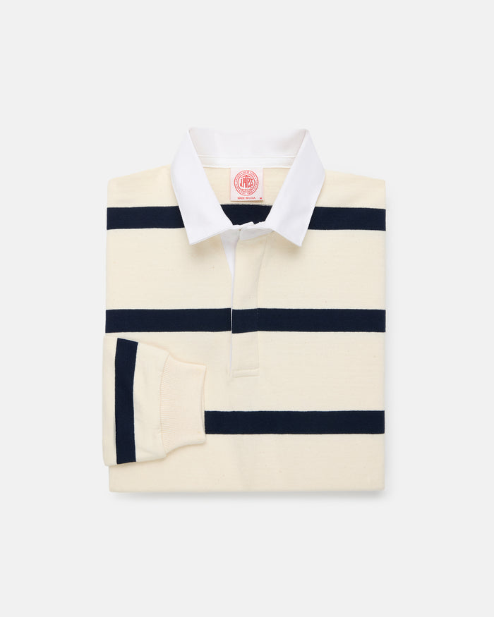 Made-in-USA Natural Bar Stripe Cotton Rugby