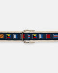 Made-in-USA Nautical Flags Motif D Ring Belt