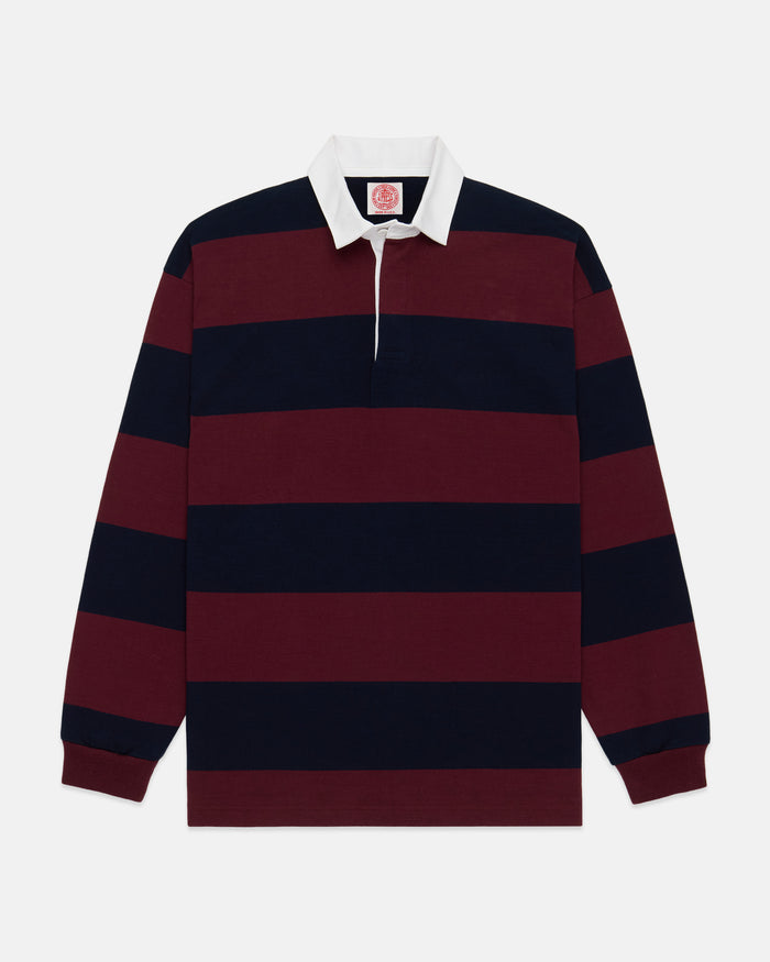 Made-in-USA Navy & Burgundy Guard Stripe Cotton Rugby