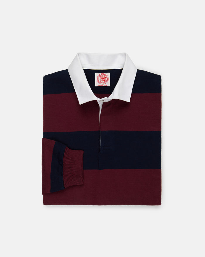 Made-in-USA Navy & Burgundy Guard Stripe Cotton Rugby