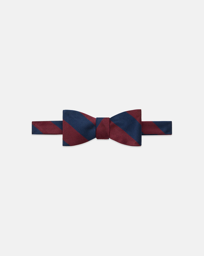Made-in-USA Navy & Burgundy Guard Stripe Repp Bow Tie