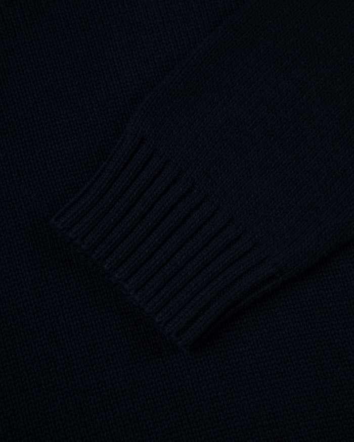 Made-in-USA Navy Chunky Cotton Crewneck Sweater