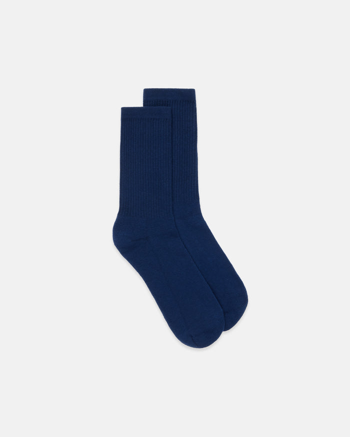 Made-in-USA Navy Cotton Crew Socks