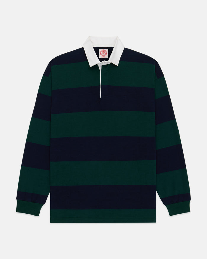 Made-in-USA Navy & Green Guard Stripe Cotton Rugby