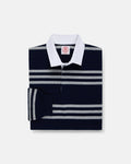 Made-in-USA Navy & Grey Triple Stripe Cotton Rugby