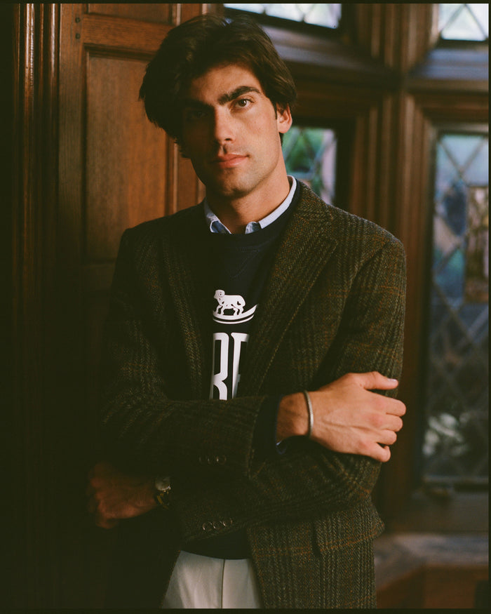 Made-in-USA Navy J. Press "Sheep and Shears" Logo Sweatshirt