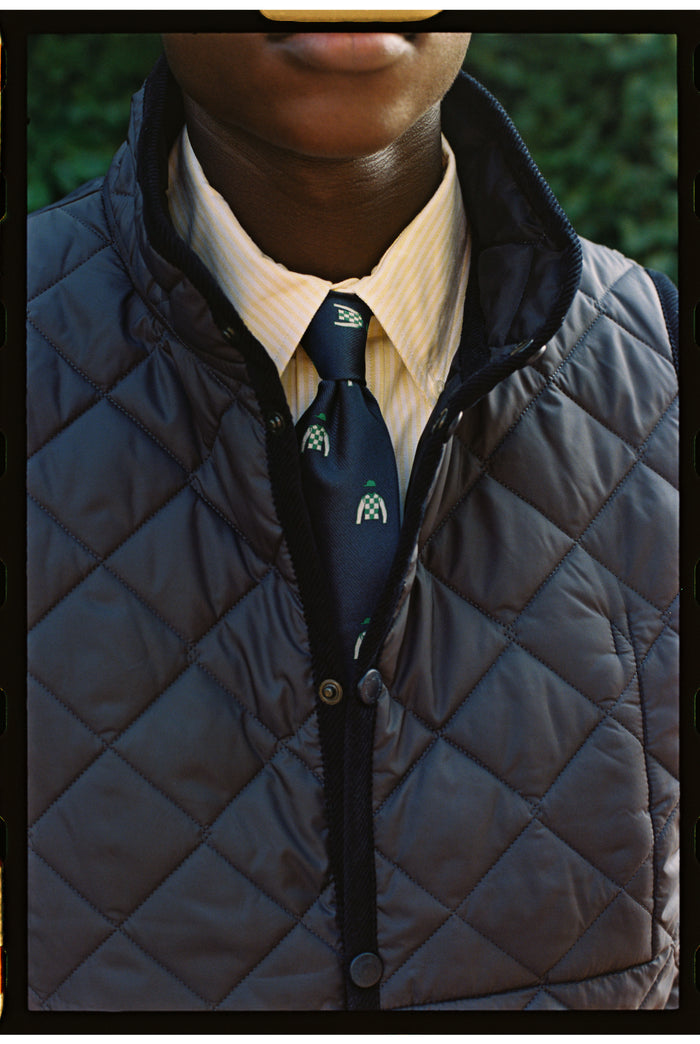 Made-in-USA Navy Jockey Silk Club Tie